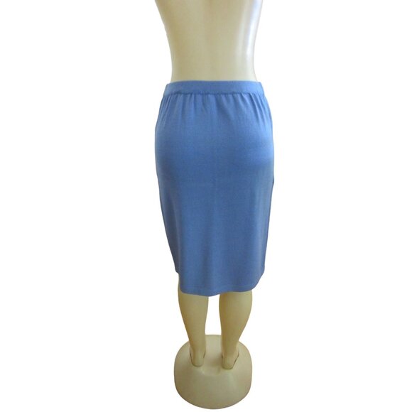 Vtg. St John Marie Gray Evening Blue Knit Skirt Suit w Rhinestones, Sz 4 & 6 - Picture 8 of 12